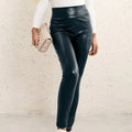 Women's high-elasticity, slim-fit leather pants