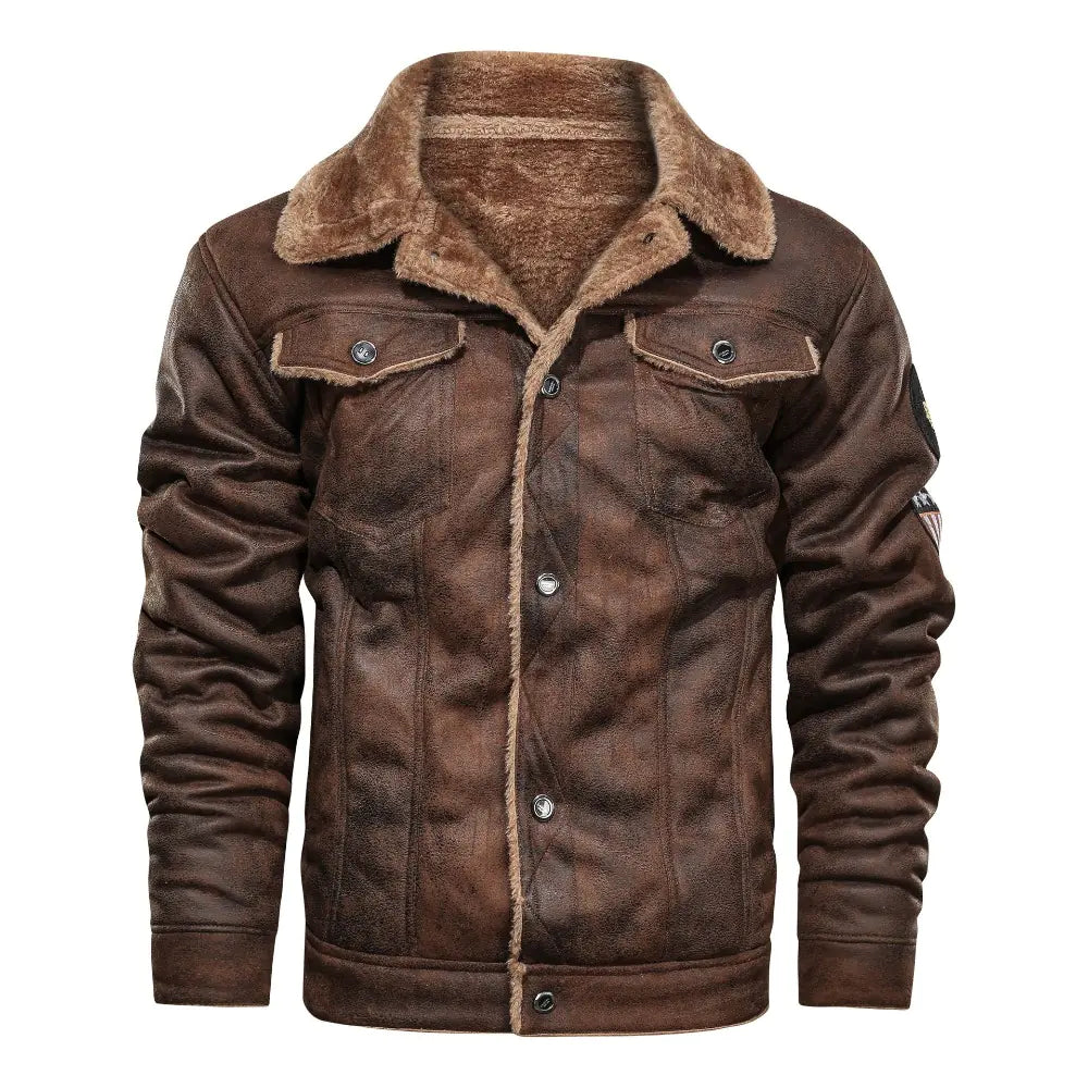 Chaqueta informal holgada , abrigo de piel de oveja para hombre