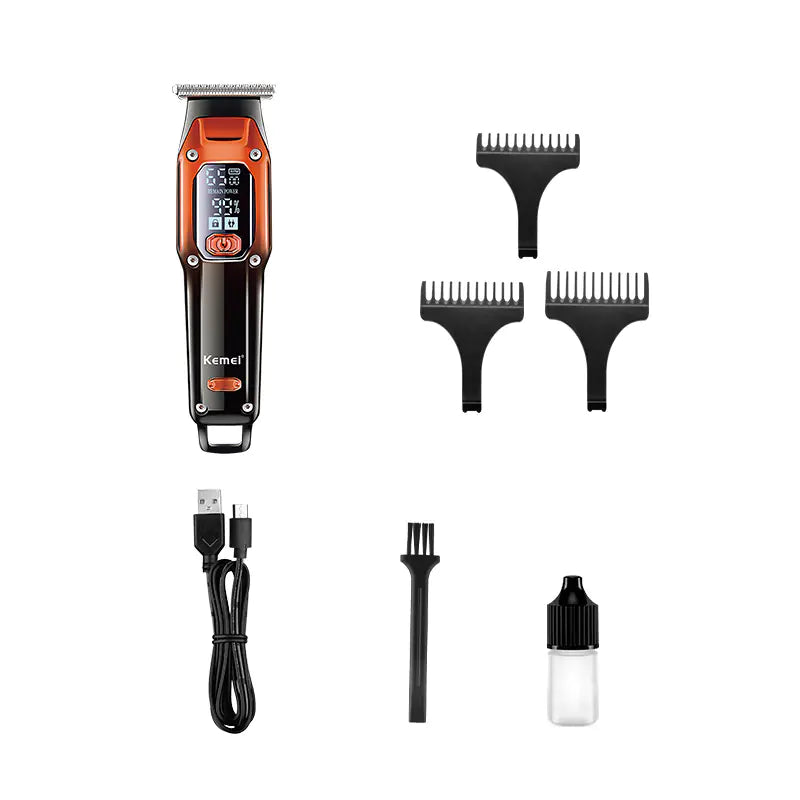 Kemei KM-658 LCD USB maquinilla para peluqueras