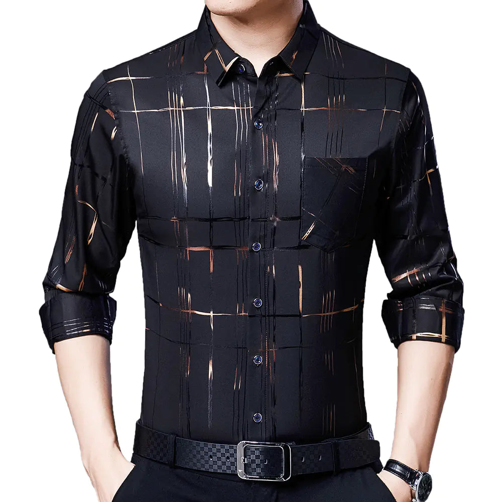 Fashionable men's casual shirt in polyester and elastane