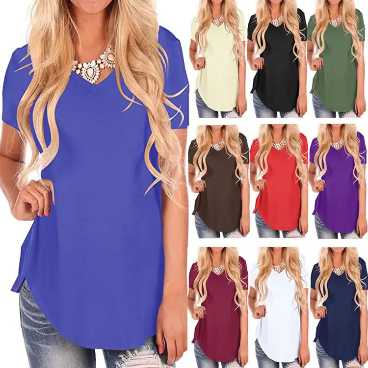 Camiseta  holgada de manga corta con cuello en V