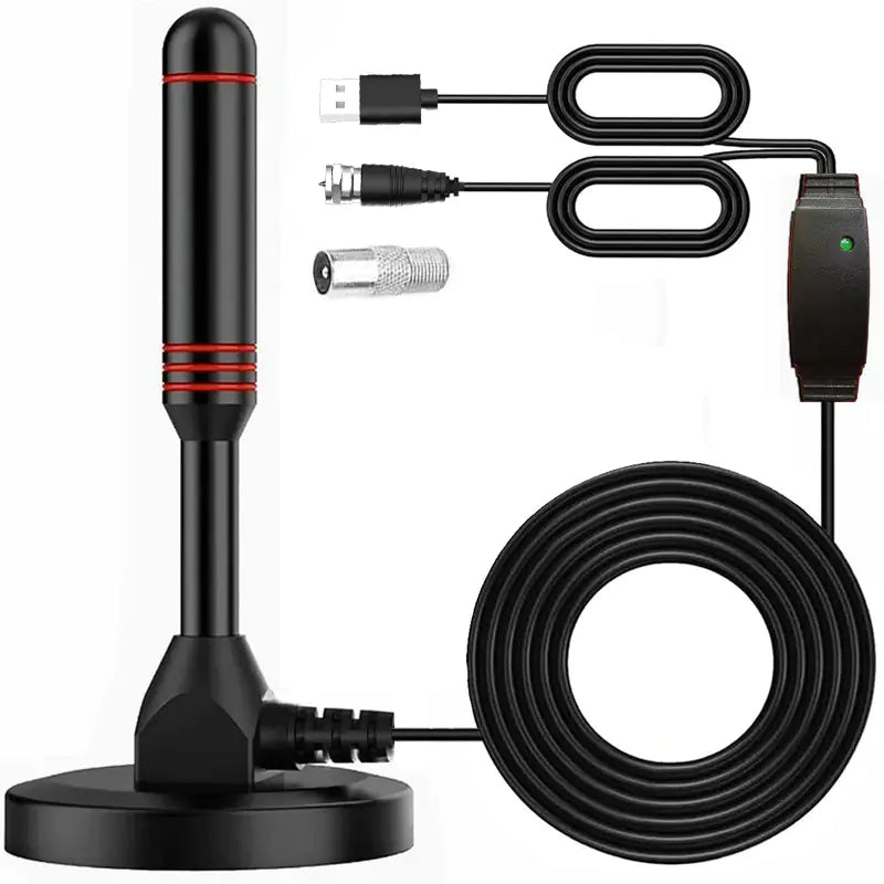 TV antenna with suction cup for indoor and outdoor use