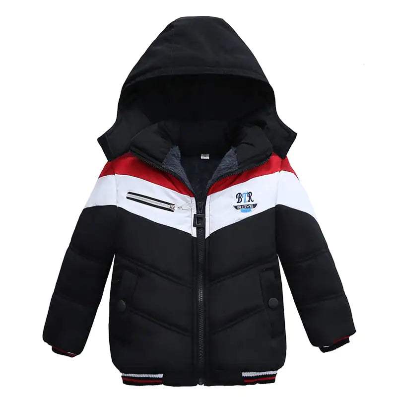 Padded jacket with hood and long sleeves for boys