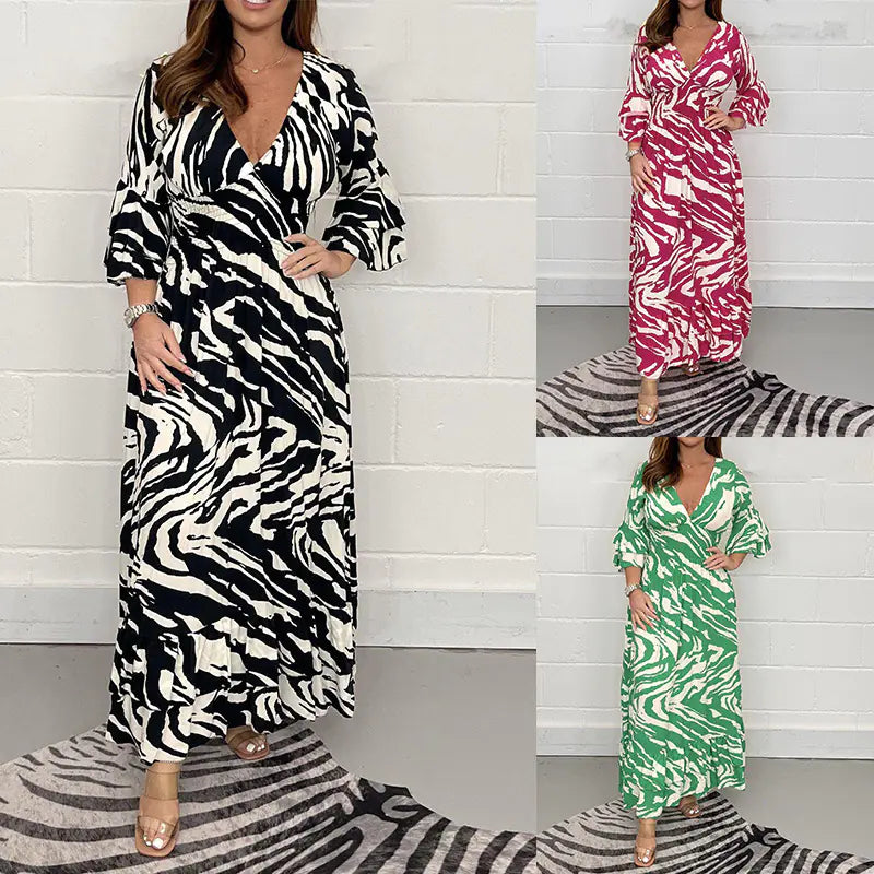 Women's casual printed dress for autumn/winter