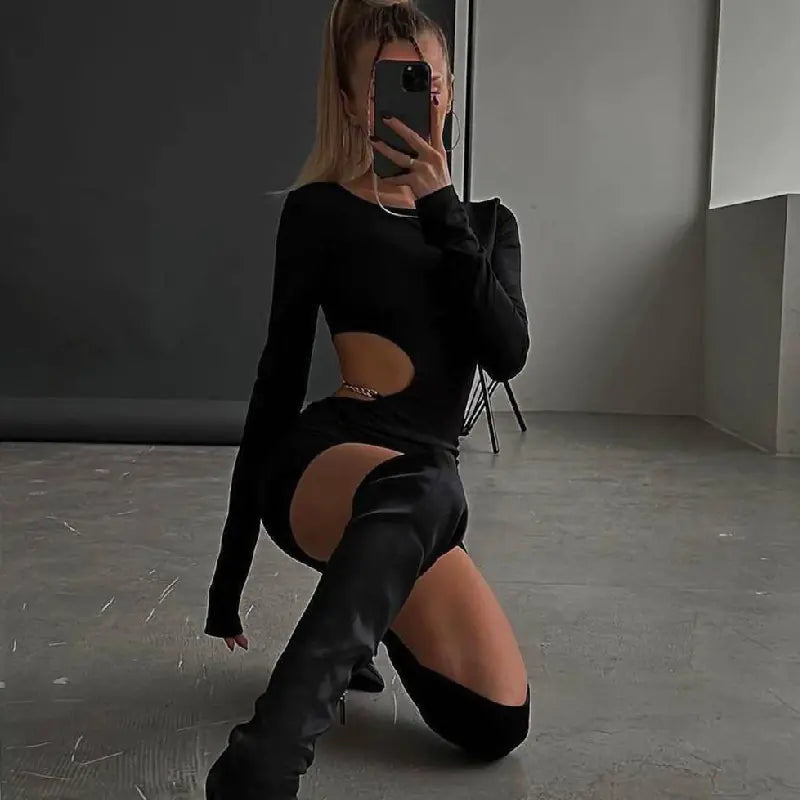 Vestido corto con manga larga