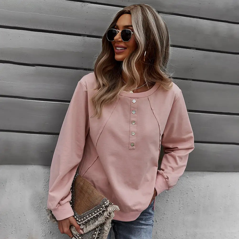 Women's long-sleeved crew neck sweater
