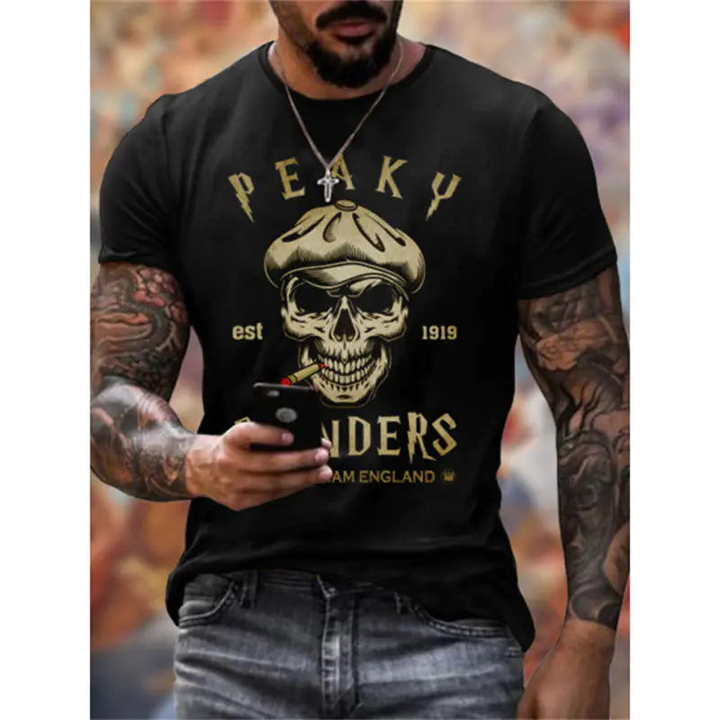 Men's retro urban style summer t-shirt