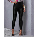 Pantalones de cuero  ajustados y sexys de cintura media para mujer