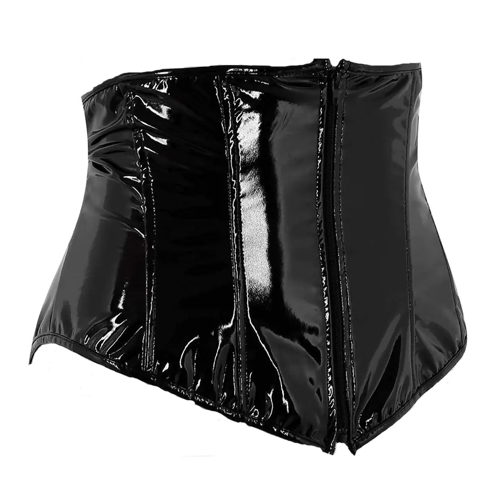 Sexy short faux leather corset with waist clip for women