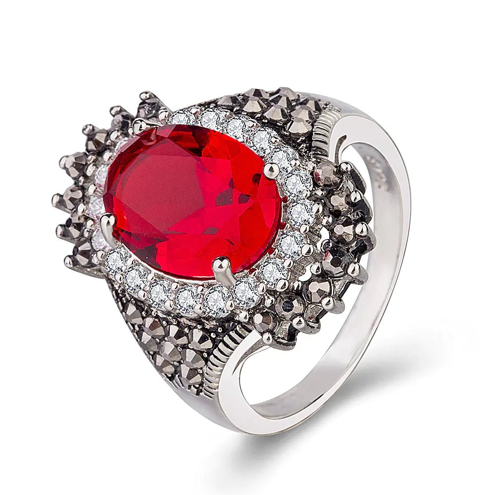Anillo vintage de plata tailandesa con piedra preciosa - Vant
