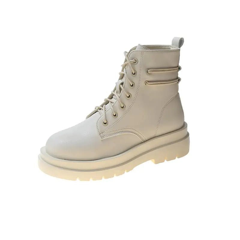 Botas Martin blancas para mujer - Estilo británico con tacón grueso - Vant