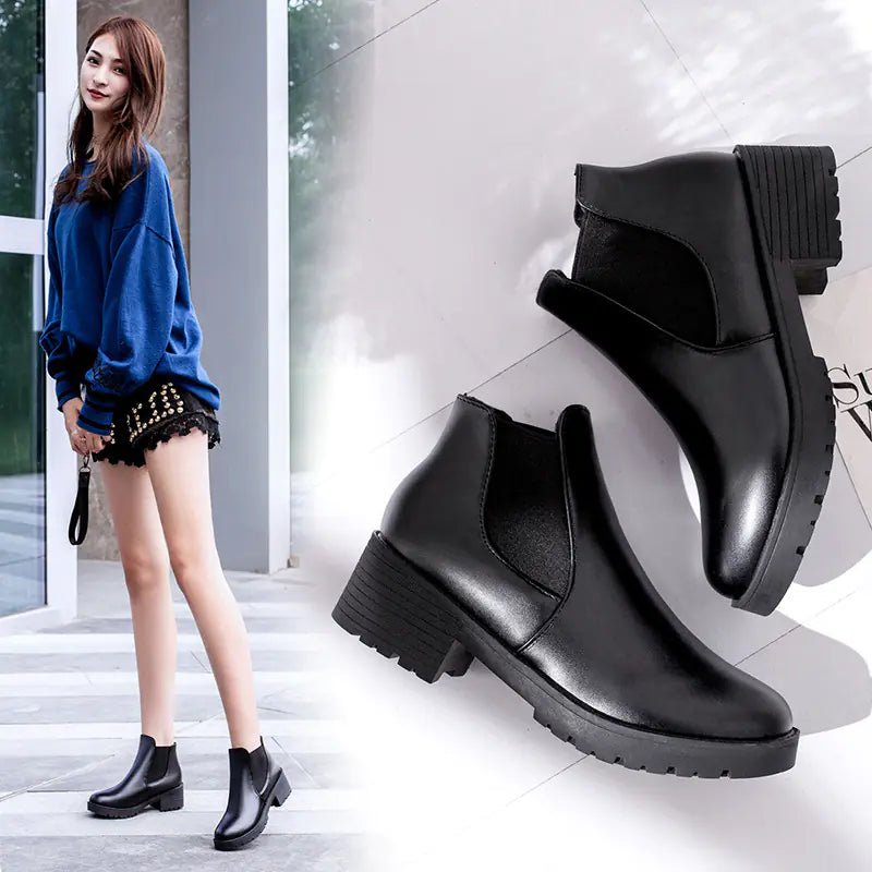 Botas Martin, zapatos casuales de tacón bajo para mujer de estilo británico - Vant