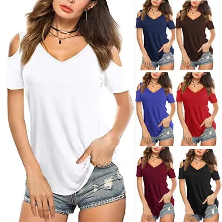 Camiseta de color liso con cuello en V y hombros descubiertos - Vant