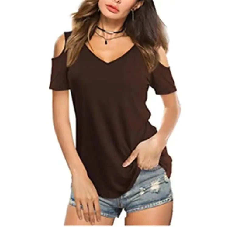 Camiseta de color liso con cuello en V y hombros descubiertos - Vant