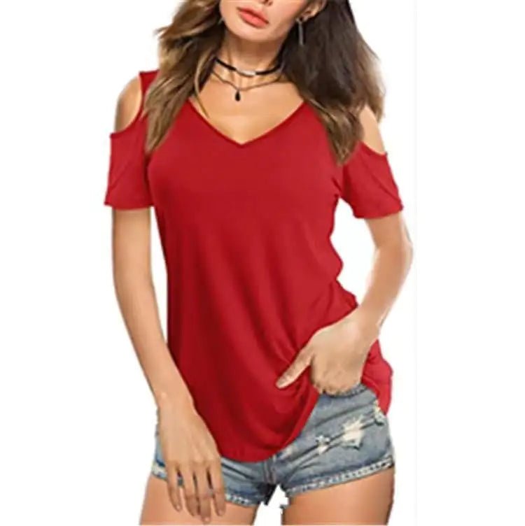 Camiseta de color liso con cuello en V y hombros descubiertos - Vant