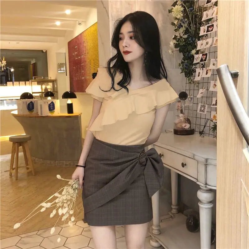 Camiseta de verano con cuello en V y hombros descubiertos para mujer - Vant