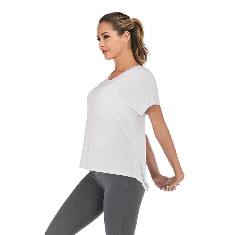 Camiseta deportiva de verano con cuello en V y espalda abierta para mujer - Vant