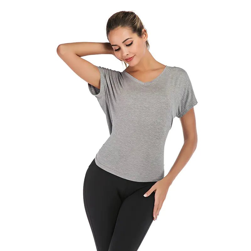 Camiseta deportiva de verano con cuello en V y espalda abierta para mujer - Vant