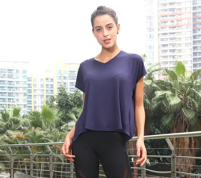 Camiseta deportiva de verano con cuello en V y espalda abierta para mujer - Vant