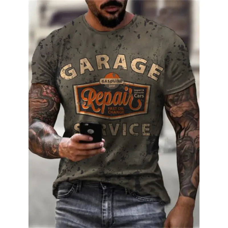 Men's retro urban style summer t-shirt