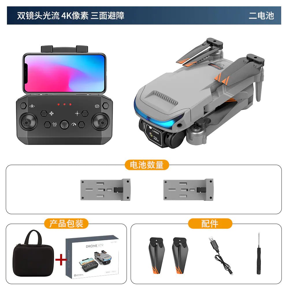 Dron cuadricóptero XT9 HD con cámara dual y mantenimiento de altitud - Vant