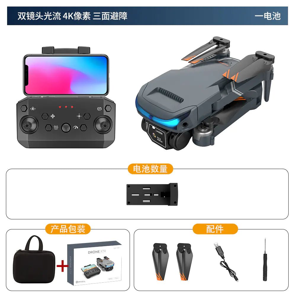 Dron cuadricóptero XT9 HD con cámara dual y mantenimiento de altitud - Vant