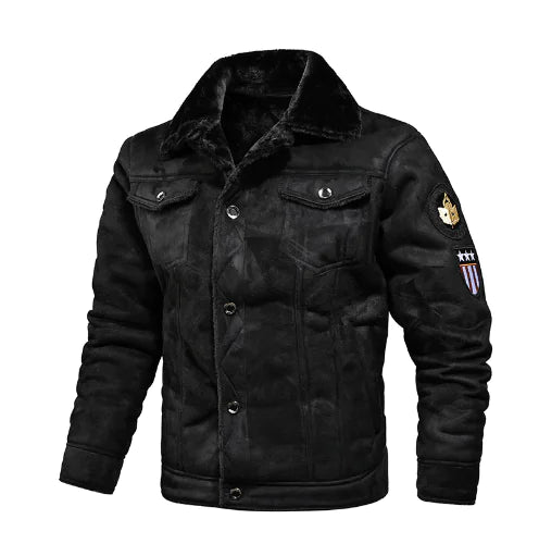 Chaqueta informal holgada , abrigo de piel de oveja para hombre