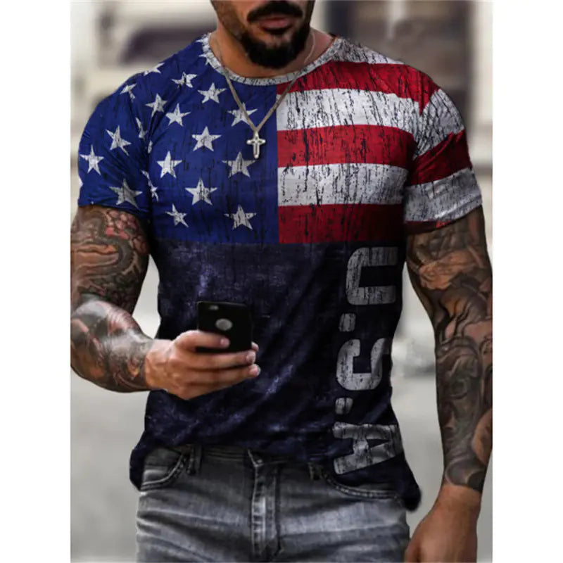 Men's retro urban style summer t-shirt