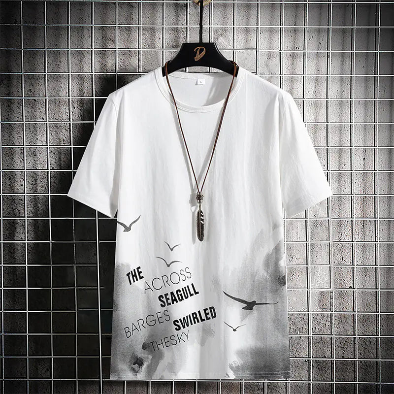 Camiseta de algodón para hombre de manga corta