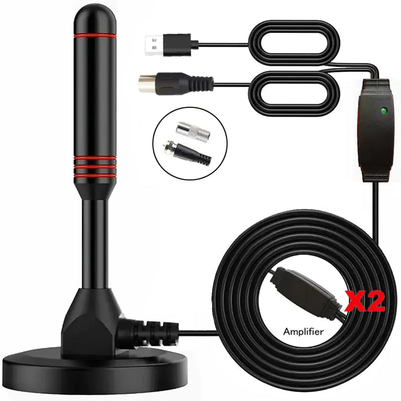 TV antenna with suction cup for indoor and outdoor use