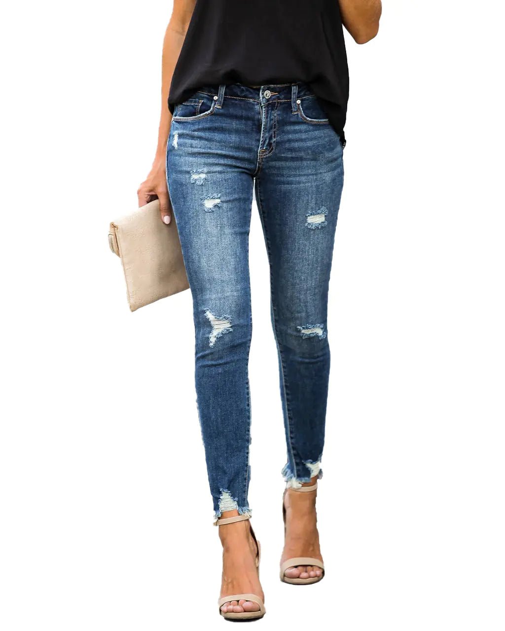 Jeans ajustados desgarrados con bordes sin rematar - Vant