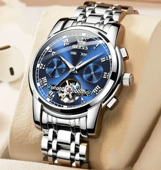 OLEVS - Reloj mecánico luminoso impermeable para hombre con correa de acero inoxidable - Vant