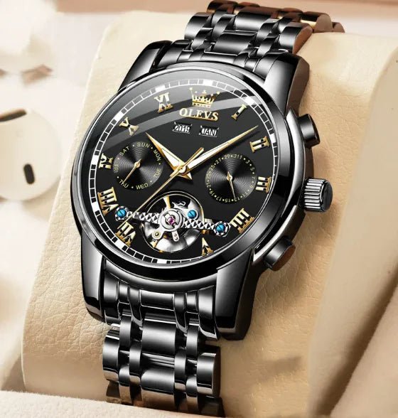 OLEVS - Reloj mecánico luminoso impermeable para hombre con correa de acero inoxidable - Vant