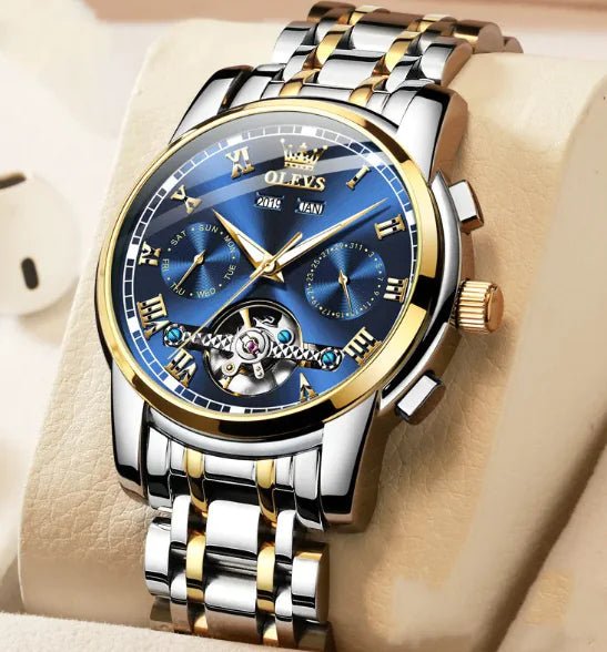 OLEVS - Reloj mecánico luminoso impermeable para hombre con correa de acero inoxidable - Vant