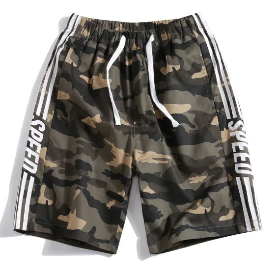 Pantalones cortos de camuflaje con rayas laterales y cintura elástica - Vant