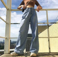 Pantalones vaqueros anchos de cintura alta y pierna recta para mujer - Vant