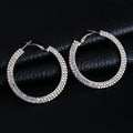 Pendientes de aro de cristal redondos de lujo para mujer
