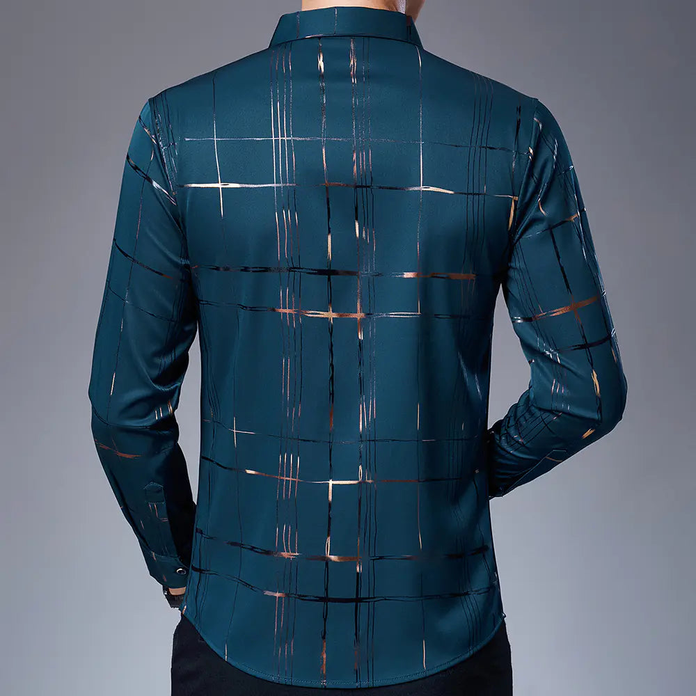 Fashionable men's casual shirt in polyester and elastane