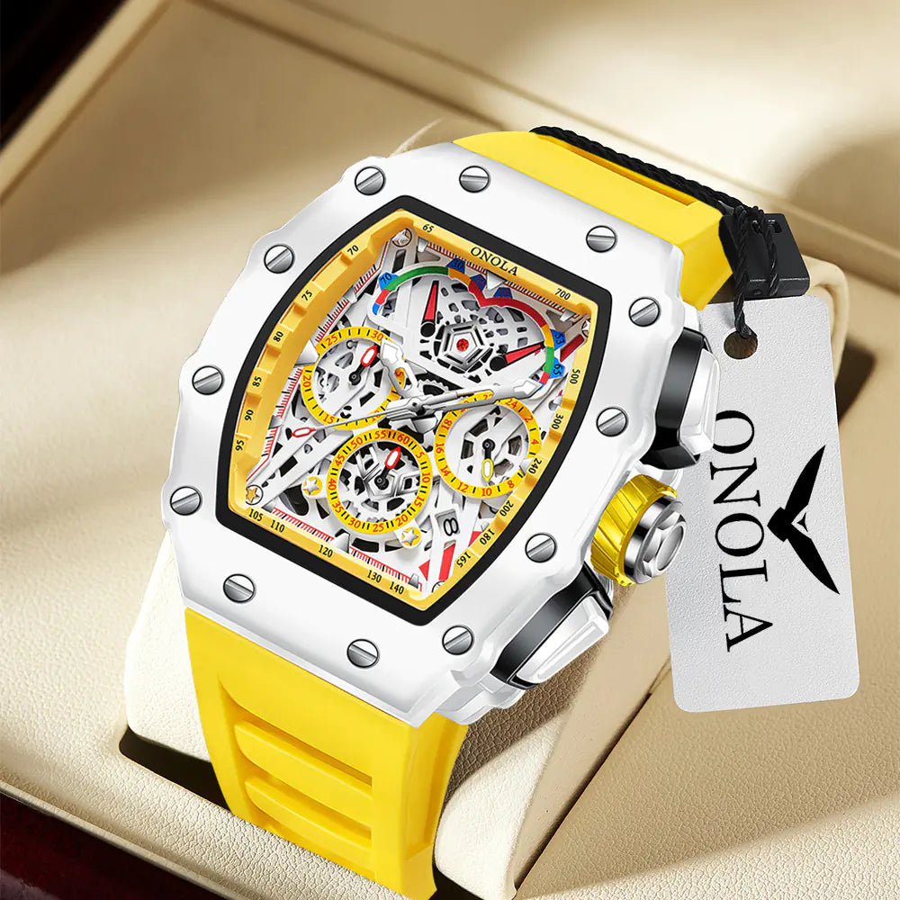 Reloj para hombre ONOLA estilizado, resistente al agua, de cuarzo, con correa de silicona - Vant
