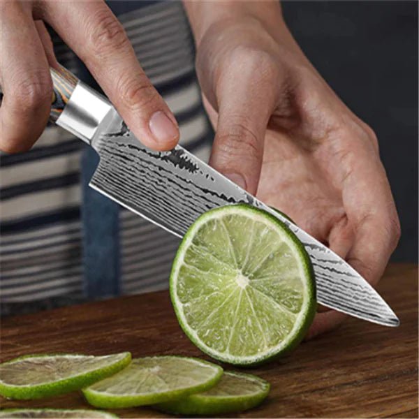 Set de cuchillos de cocina de acero inoxidable patrón Damasco (6 piezas) - Vant