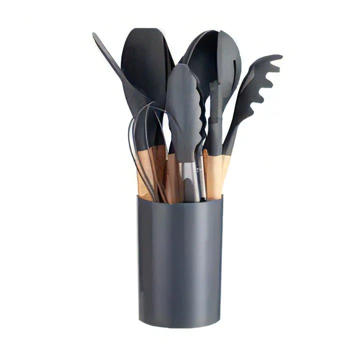 Set de utensilios de cocina de silicona de 12 piezas con mangos de madera - Vant