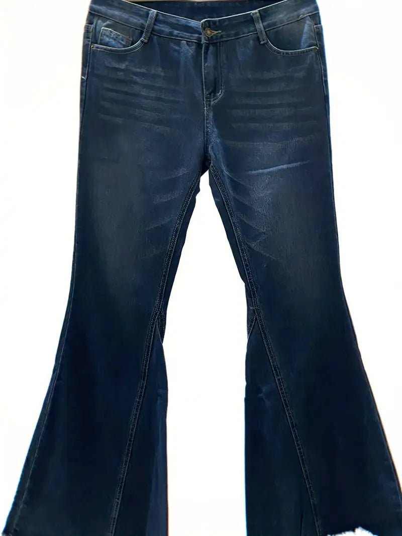 Vaqueros acampanados de cintura alta con dobladillo sin rematar en azul para mujer - Vant