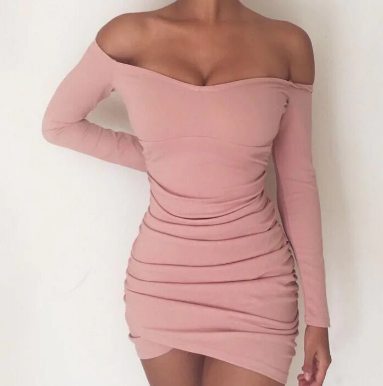 Vestido ajustado de manga larga con hombros descubiertos - Vant