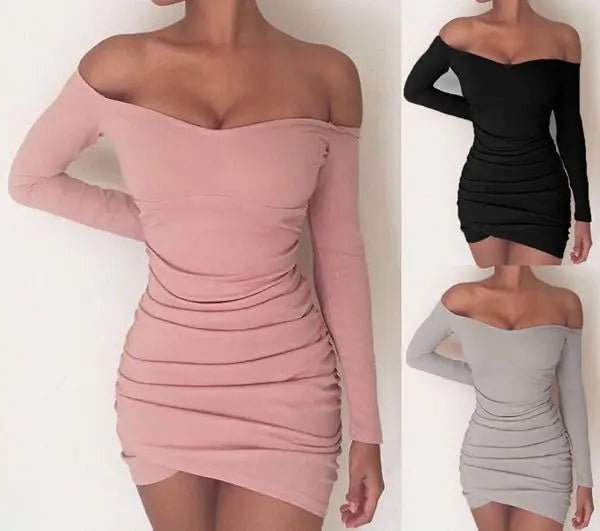 Vestido ajustado de manga larga con hombros descubiertos - Vant