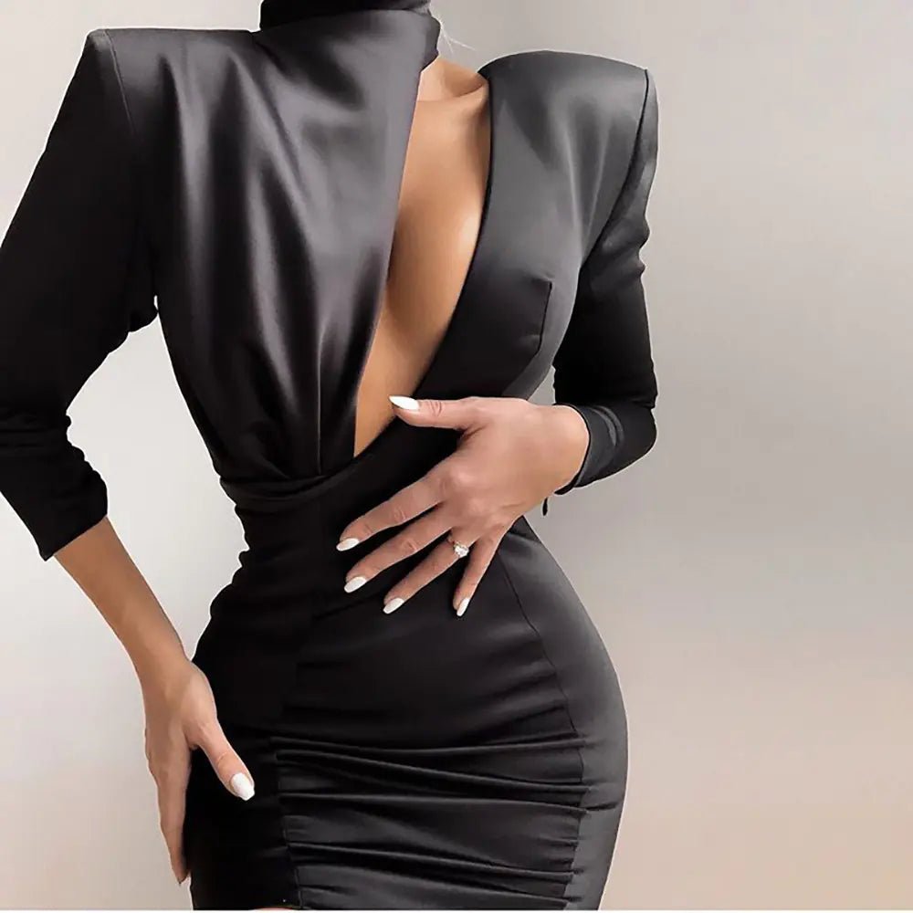 Vestido ajustado de manga larga con hombros descubiertos y color sólido - Vant