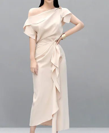 Vestido de dos piezas estilo Hepburn con diseño asimétrico - Vant