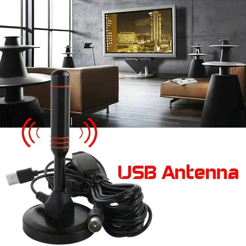 TV antenna with suction cup for indoor and outdoor use