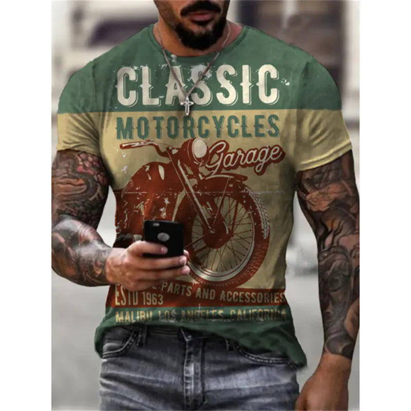 Men's retro urban style summer t-shirt